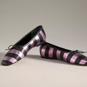 NWB Maeve by Anthropologie Square Toe Leather Ballet Stripped Flats Size 8